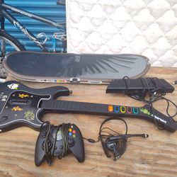 Xbox 360,46 Games, Guitar, Skateboard, And More 