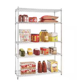 New in box 5-Tier Commercial Grade Heavy Duty Steel Wire Shelving Unit in Chrome (48 in. W x 72 in.