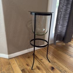 Party Lite Original  Seville  3 Wick Candle Holder Stand &  Glass Hurricane 