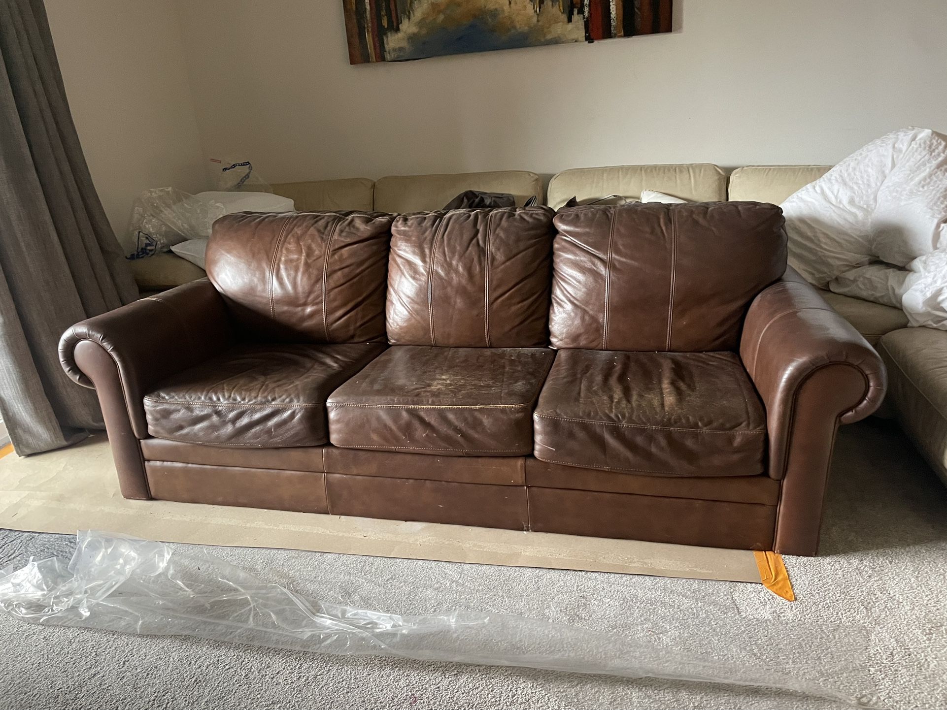 Brown leather Couch