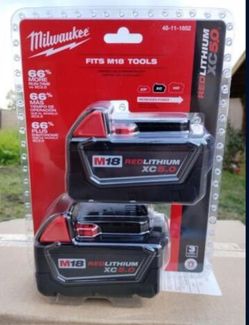 Milwaukee m18 5.0 battery pack $120..firm on price brand New