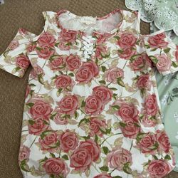 Girls size 8 -Rompers And shirt 