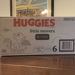 Huggies Little Movers Baby Diapers, Size 6: 35lbs and up, 96Count
