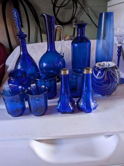Blue Art Glass Set