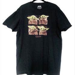 Star Wars The Mandalorian Baby Yoda Grogu 4 Image Black T Shirt Size XL Men