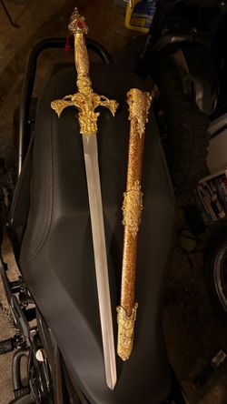 Decorative Medieval Sword with Gold Scabbard