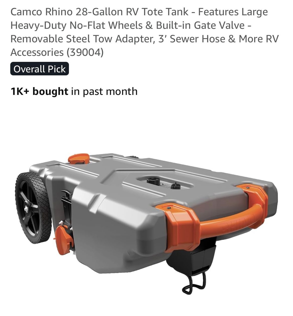 CAMCO RINO 28-gal RV TOTE TANK
