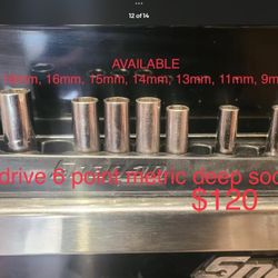 3/8" Drive 6 Point Metric Flank Drive Deep Sockets