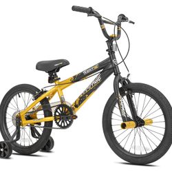 Kent Bicycle 18 inch Rampage Boys BMX Child Bicycle, Gold and Black And AstroAl Tire Inflator Air Compressor Portable