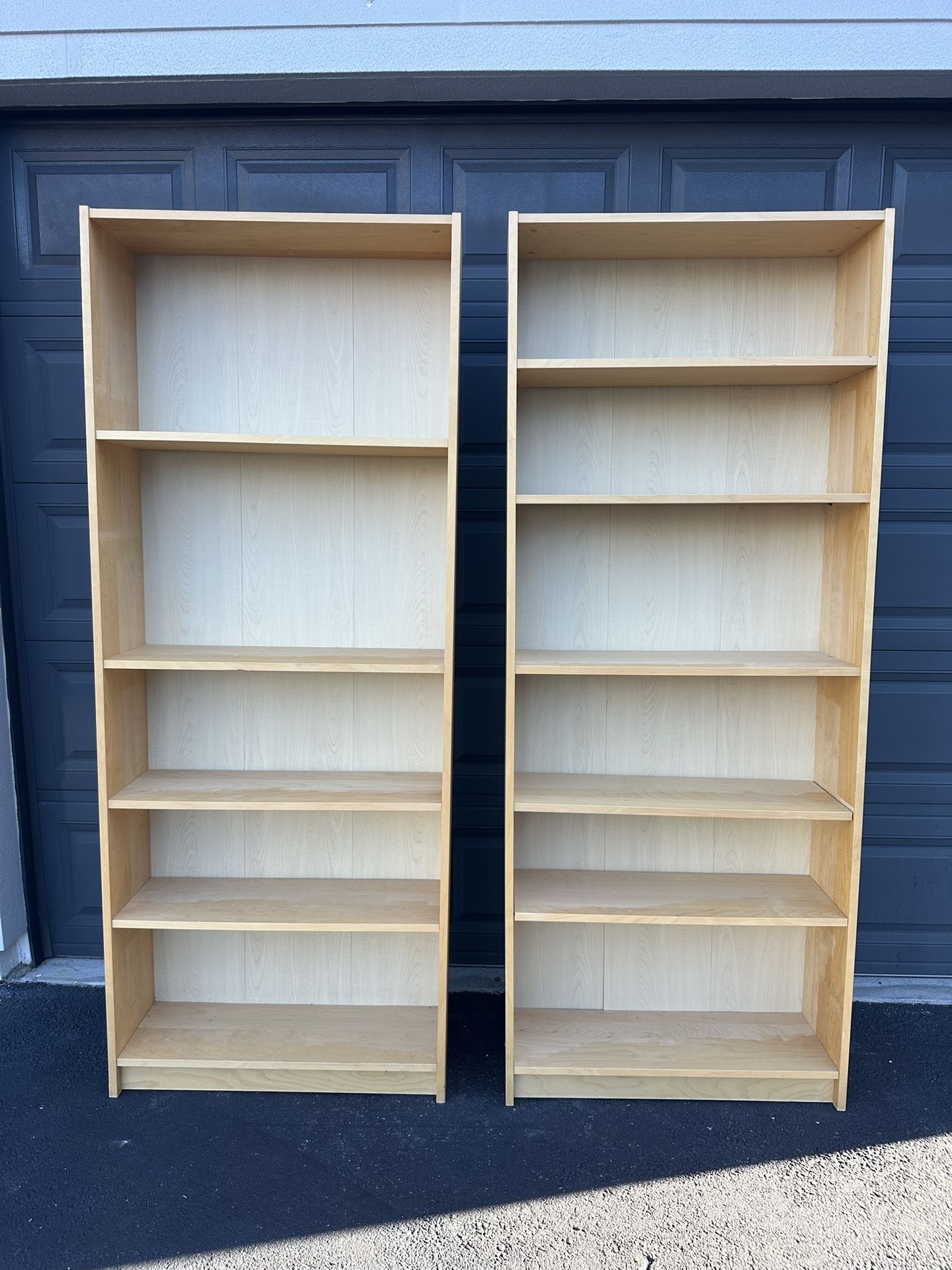 Pair of Wooden Bookcases β 5 & 6 Shelves, Stunning Natural Wood
