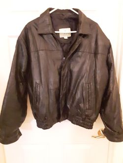 Mens Large Black Leather Jacket