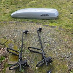 Packasport System 90 fiberglass rooftop cargo carrier.