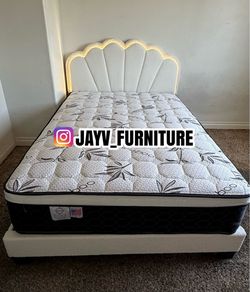 New Queen bed frame with mattress