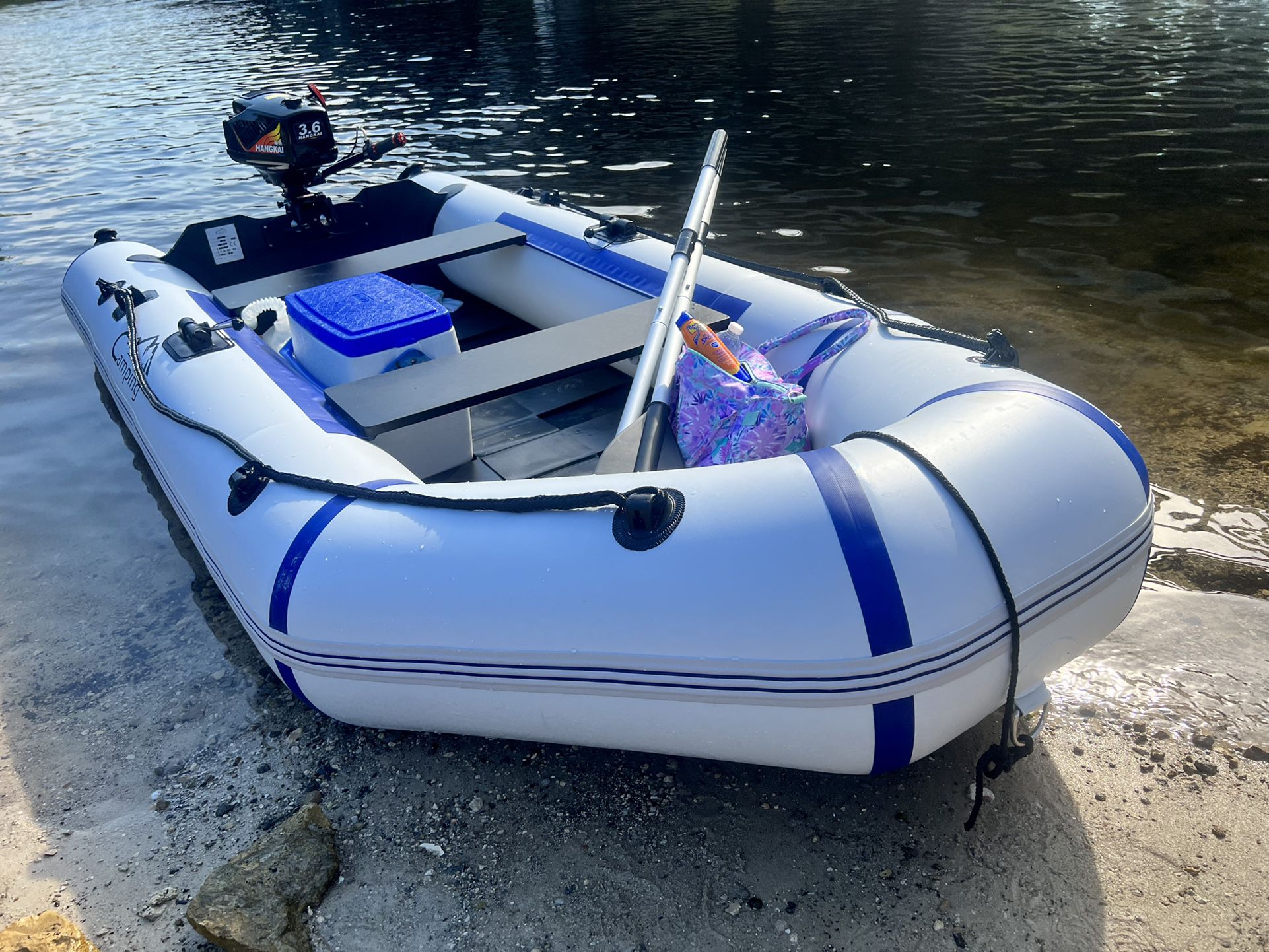 10.5ft Inflatable Dinghy Boat With Outboard Engine 