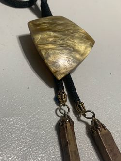 Stone Bolo Tie with Crystal Tips