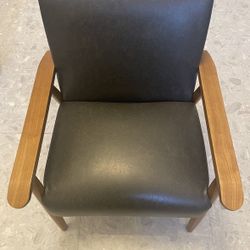 Barlow 21" Armchair Faux Leather Chair w/Tan Throw Pillow bonus