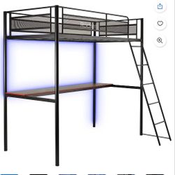 X Rocker Twin Gaming Bunk Bed with Built-In Shelving and LED Lighting, Black
