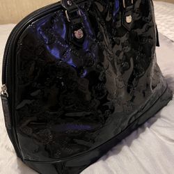 black leather hello kitty bag 