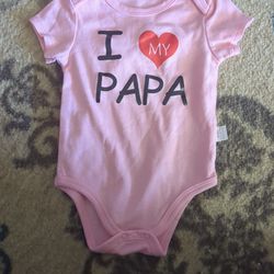 I Love ❤️ Papa Pink Onesie Size 6-9 Months Short Sleeves 