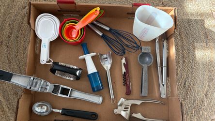 Multi-Piece Kitchen Utensil Bundle – Measuring Cups, Whisks, Prep Tools & More $2 each