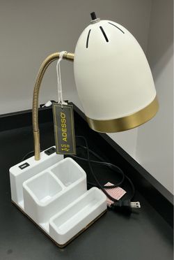 Gold and White Desk Organizer Adjustable Lamp