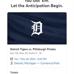 6 Detroit Tigers Tickets May 29th
