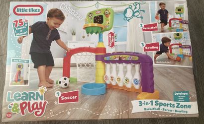 Little Tikes Learn and Play 3-in-1 Sports Zone 75+ Sounds Adjustable Hoop NEW