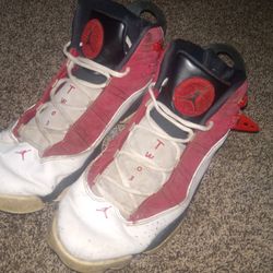 Air Jordan 6 Ring Retros, White And Red, Size 12
