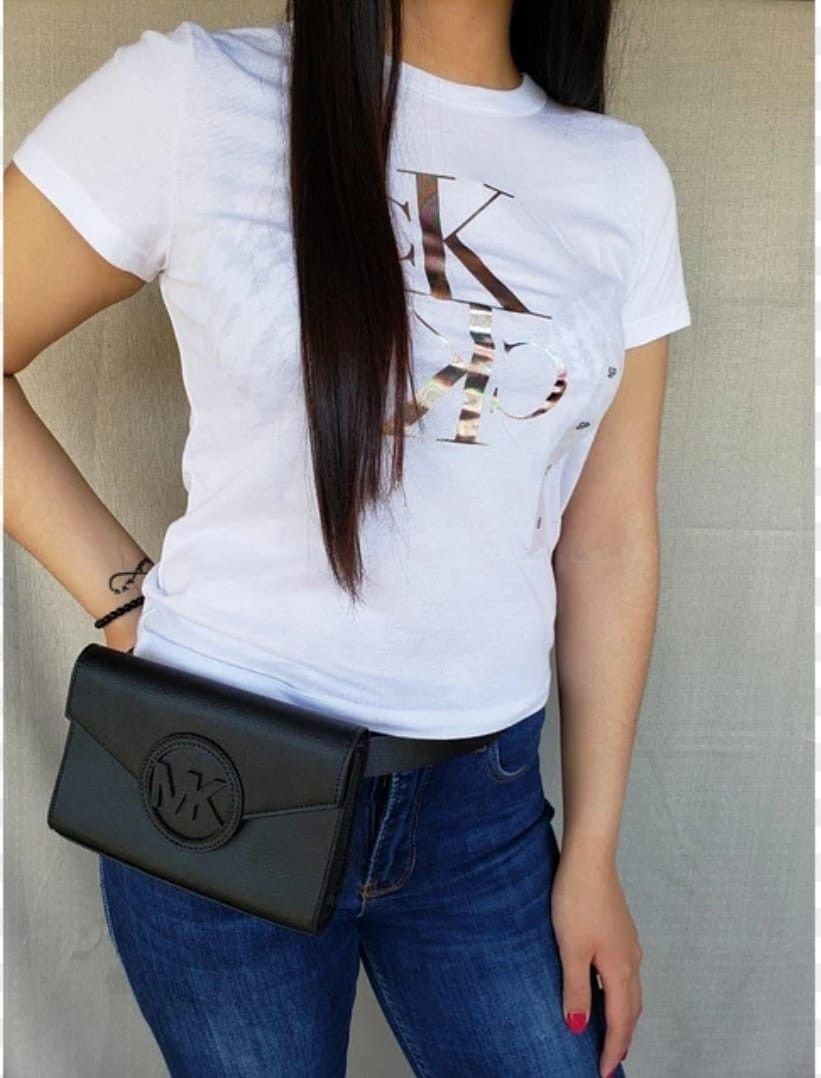Michael Kors Black Pebbled Leather Belt Bag Fanny Pack Size  display picture 1