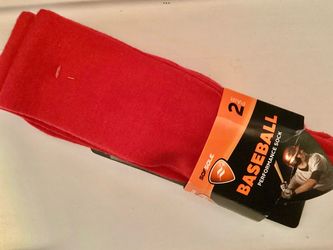 NEW 2 Pair High Performance Red Baseball Socks Men’s Shoe Size 11 - 12.5