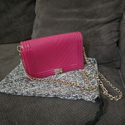 Life Size Barbie Purse Rebecca Minkoff pink Hard Plastic purse gold chain
