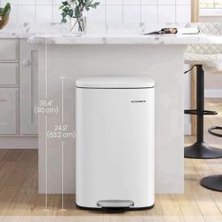 13 Gallon (50 L) Trash Can, Stainless Steel Kitchen Garbage Can, Recycling or Waste Bin, Soft Close, Step-On Pedal, Removable Inner Bucket