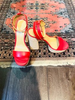 New MICHAEL Kors Ashton Platform Espadrille Sandals 9 spicedred-orange