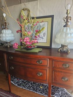Gorgeous Pair of Large MCM Opalescent Lamps