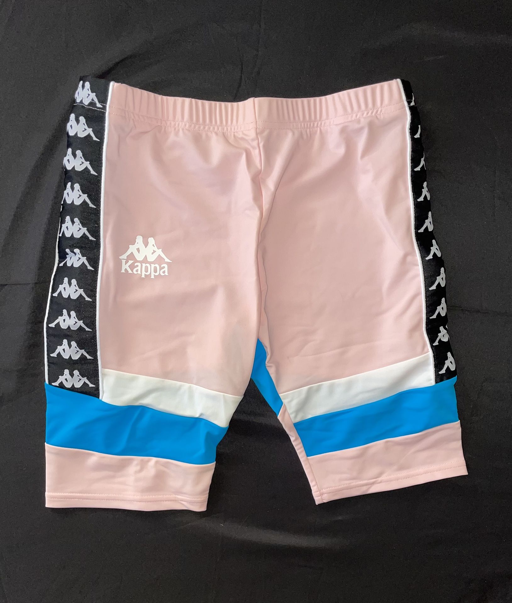New Kappa Authentic Football Eve Bike Shorts Soft Pink White Blue Womens Size XS