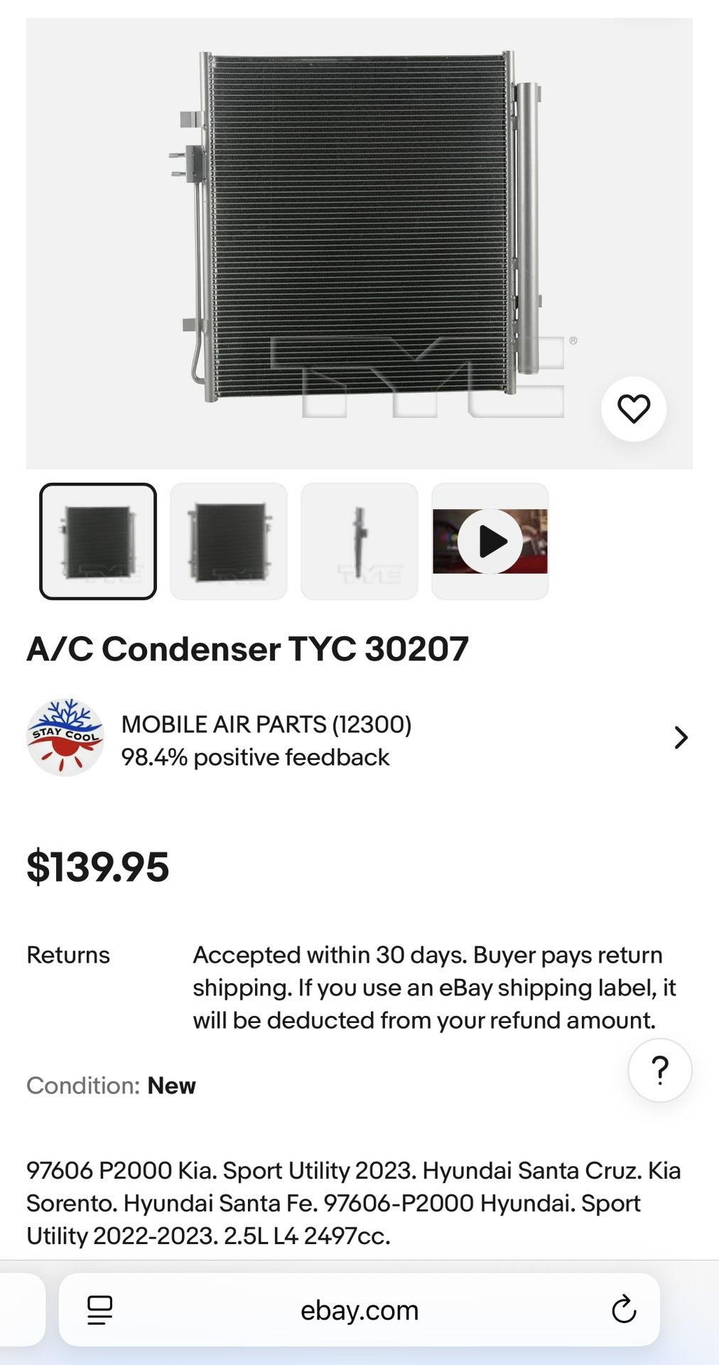 A/C Condenser TYC 30207