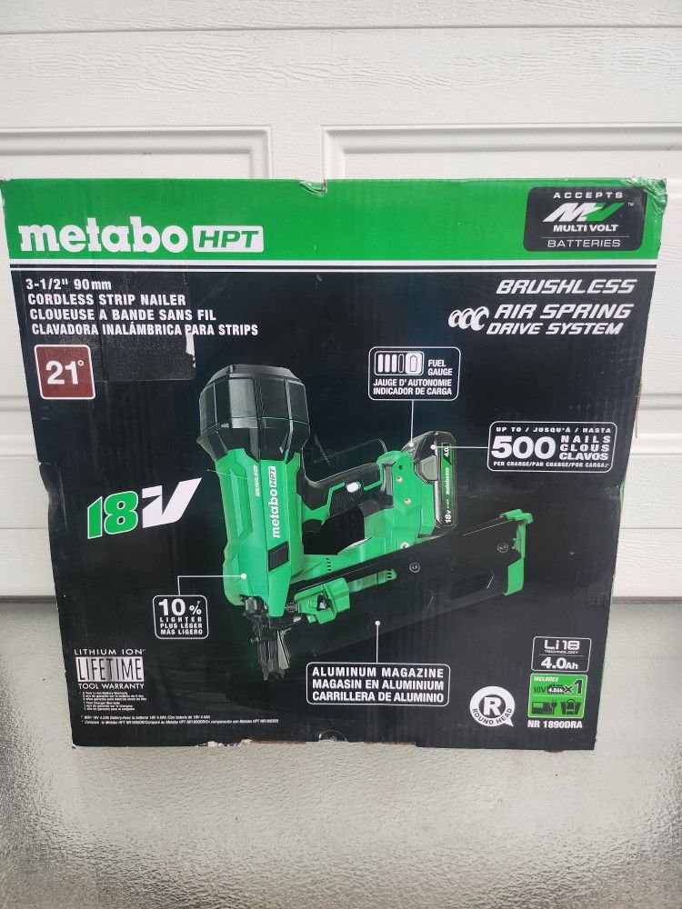 Metabo HPT Multi-Volt 3-1/2-in 21-degree Cordless Roundhead Framing Nailer -BRAND NEW 