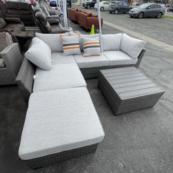Cherry Point Gray 4pc Outdoor Sectional Set w/ Coffee Table