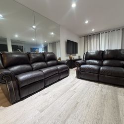 3-Seater and 2-Seater Genuine Leather Sofa Set Excellent Condition 