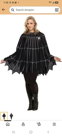 Halloween silver spiderweb poncho + free tiara