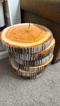 3D Print Log Pillows for Kids, Living Room Sofa Chair, Natural Wood Ring Pattern, Forest Floor Seat Cushion