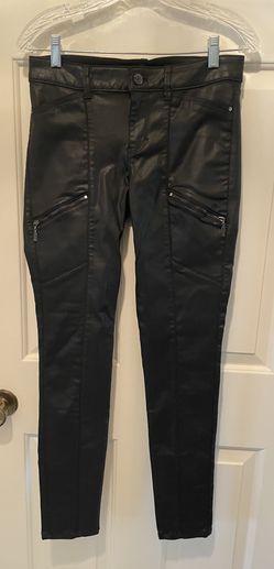 White House Black Market Skinny Coated Moto Jeans Black Size 2 Stretch