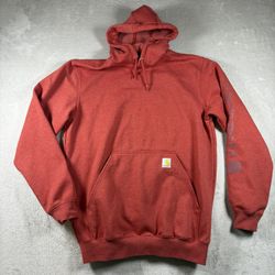 Carhartt Sleeve Logo Graphic Hooded Sweatshirt Men’s M Heather Red Loose Fit