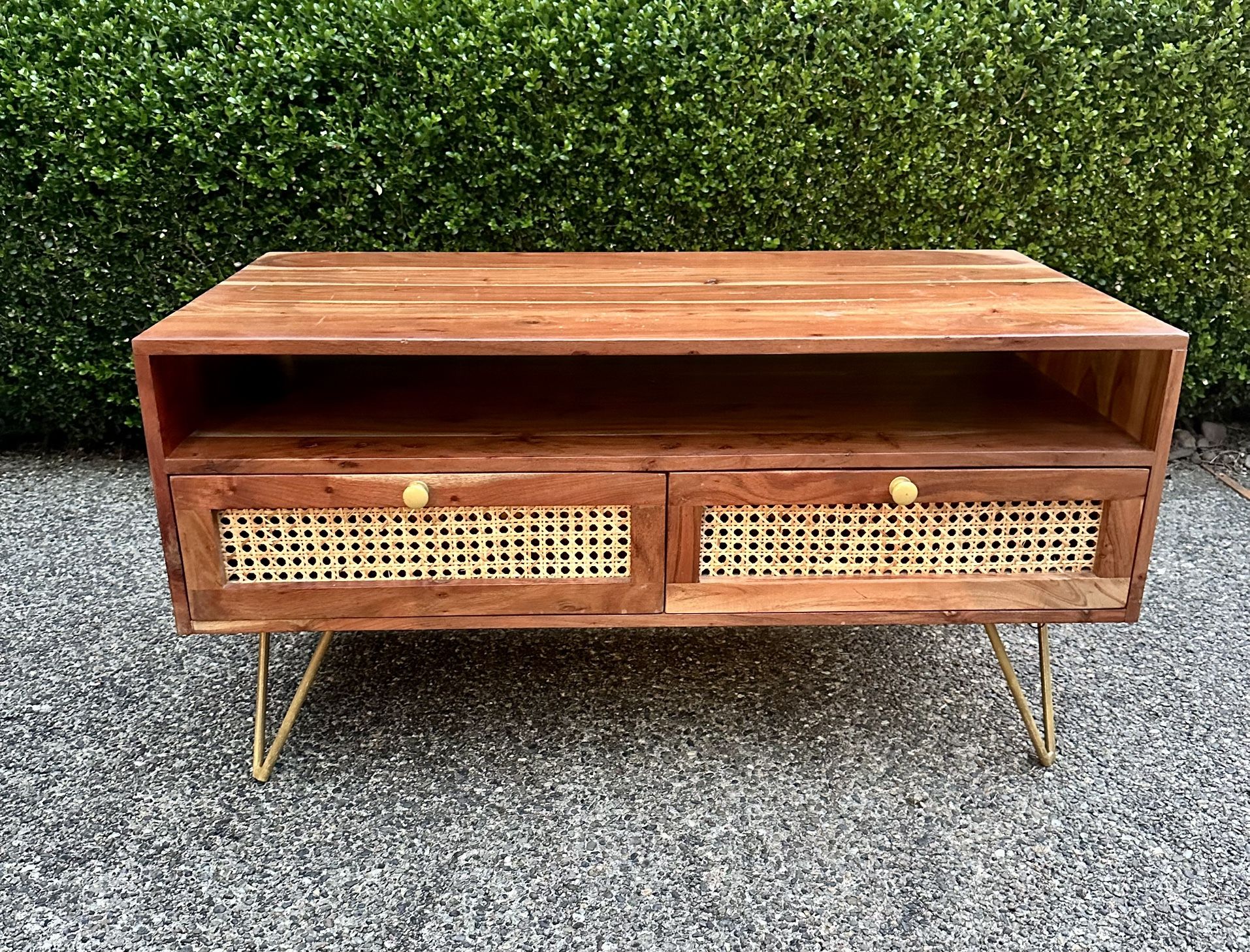 Coffee Table with 4 Rattan Storage Drawers
