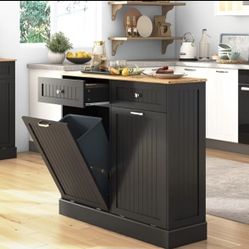 Tilt-out trash and recycle cabinet with 2 storage drawers and cutting board brand new