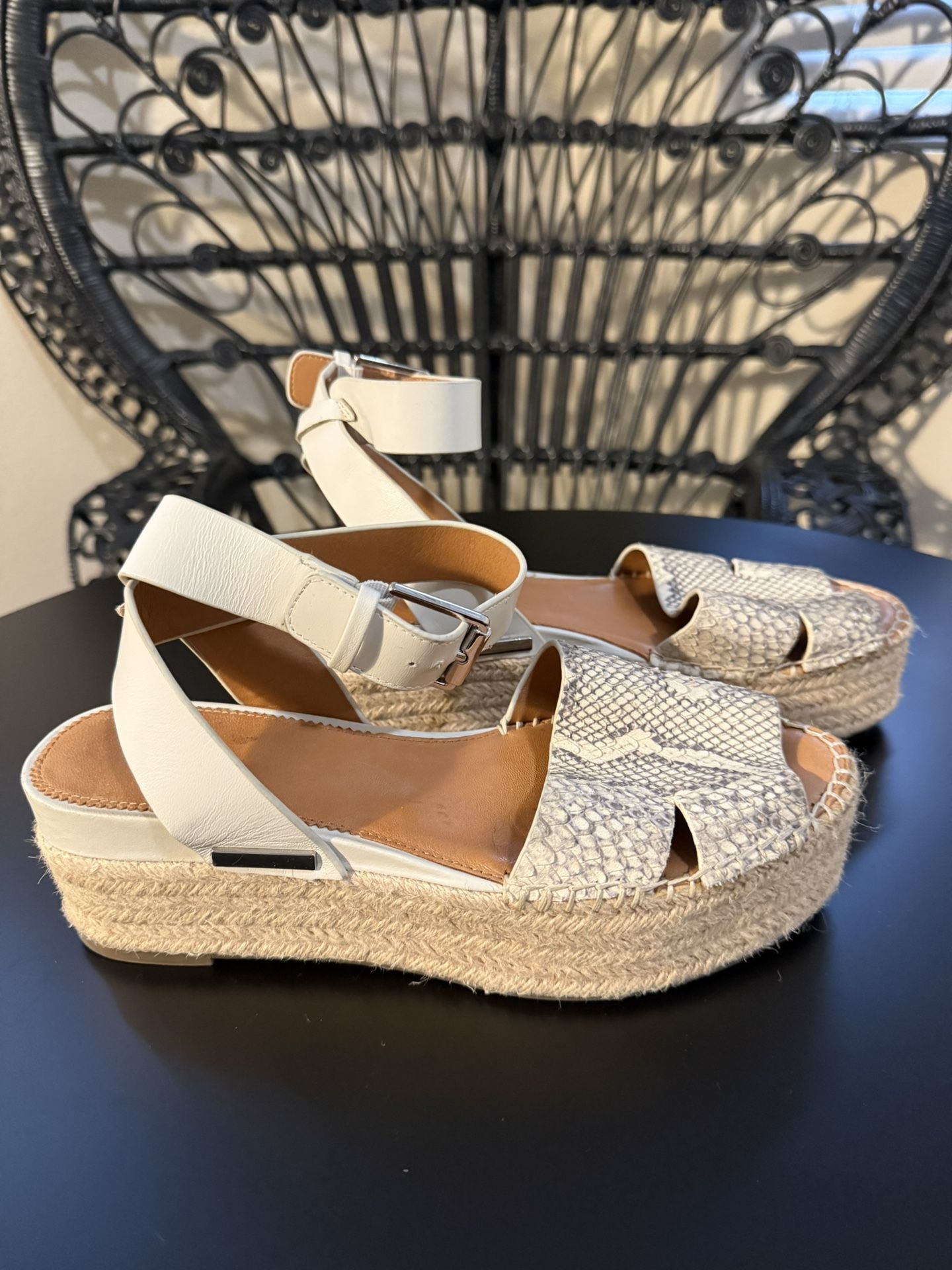 Stylish White and Tan Women's Platform Sandals