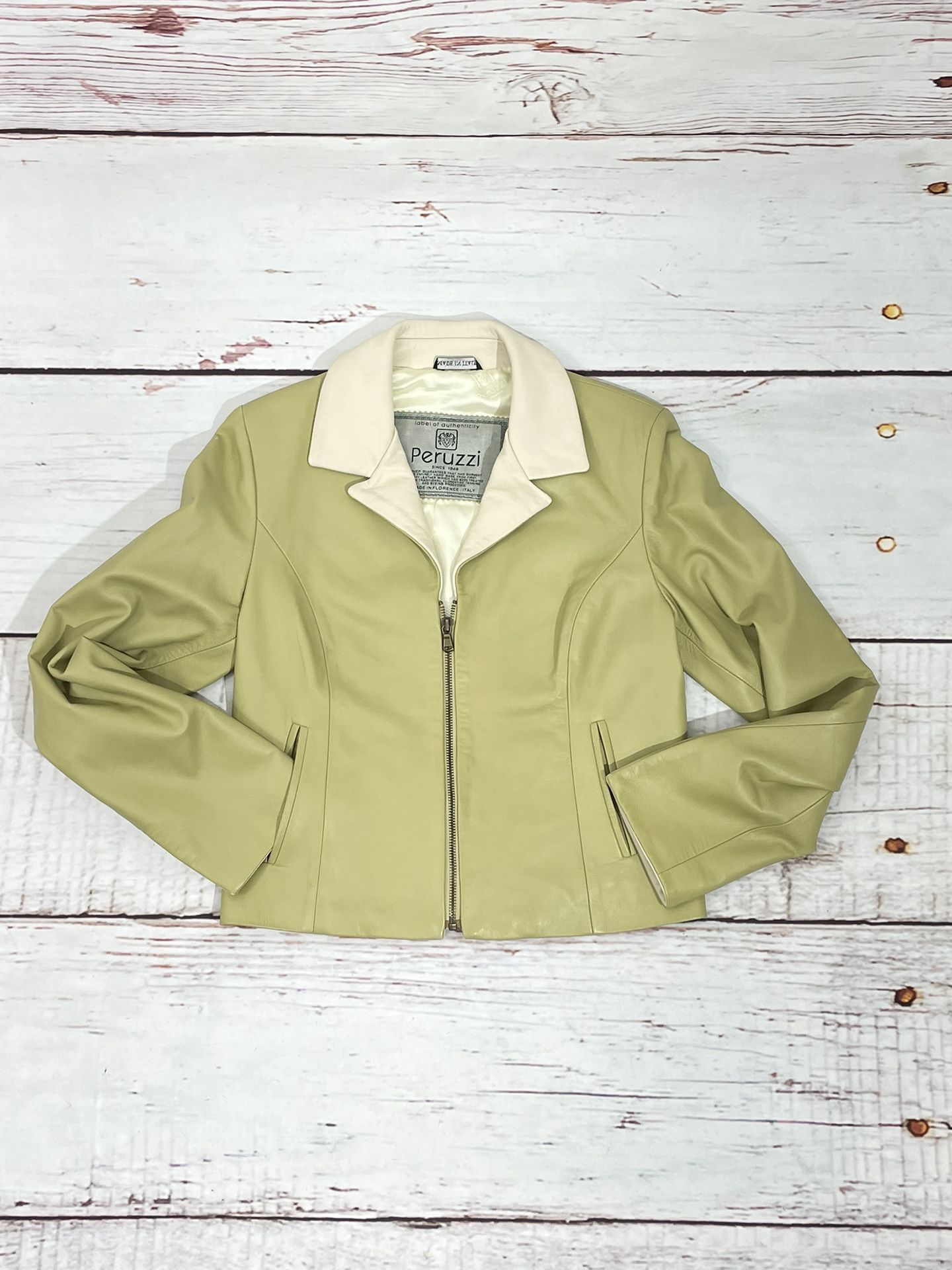 Authentic Italian Peruzzi Leather Women's Jacket US 4-6 Small, Italian 40