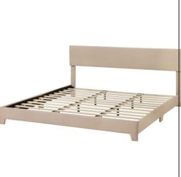 Allewie King Size Upholstered Bed Frame Adjustable Headboard,