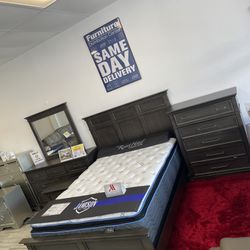 QUEEN BEDFRAME DRESSER MIRROR AND NIGHTSTAND $799! WOW! WE SELL BRAND NEW FURNITURE!