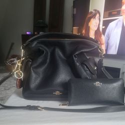 Coach Black Penny Bag/Wallet Set 
